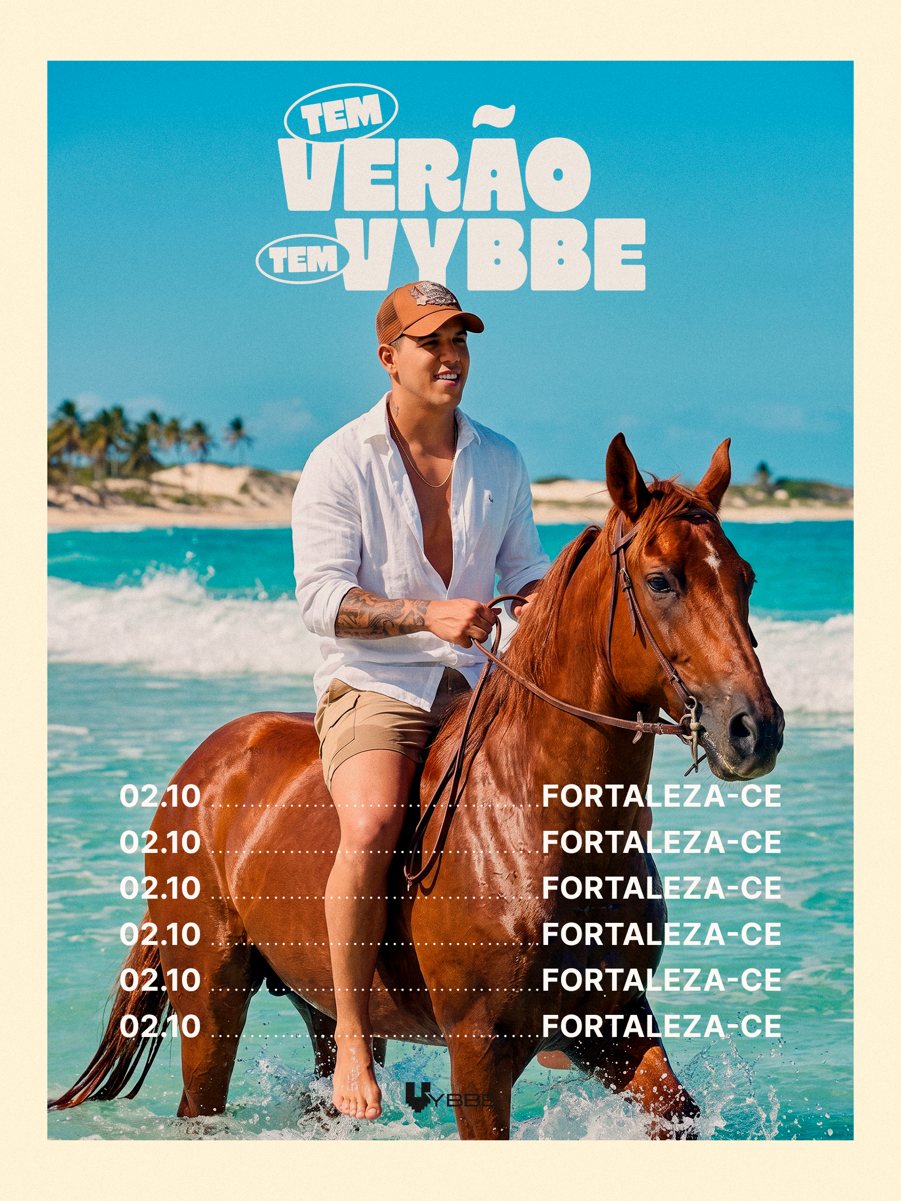 Agenda de verão de Zé a cavalo na praia, arte original fornecida