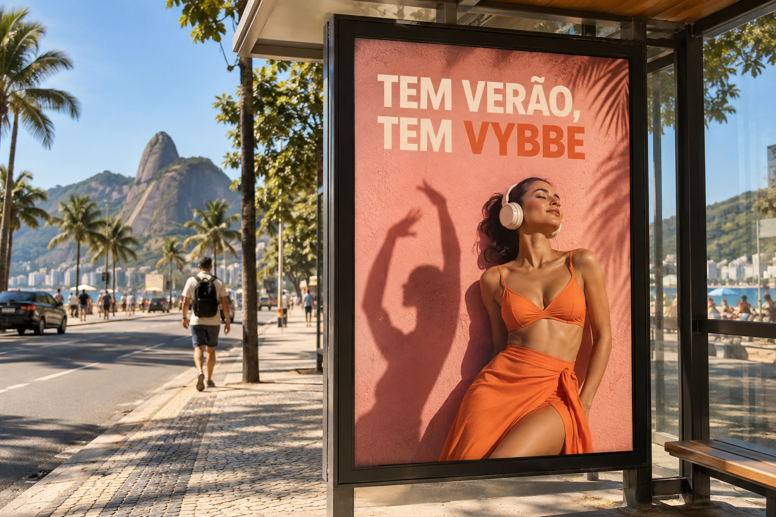 Mockup conceitual da campanha em mobiliário urbano